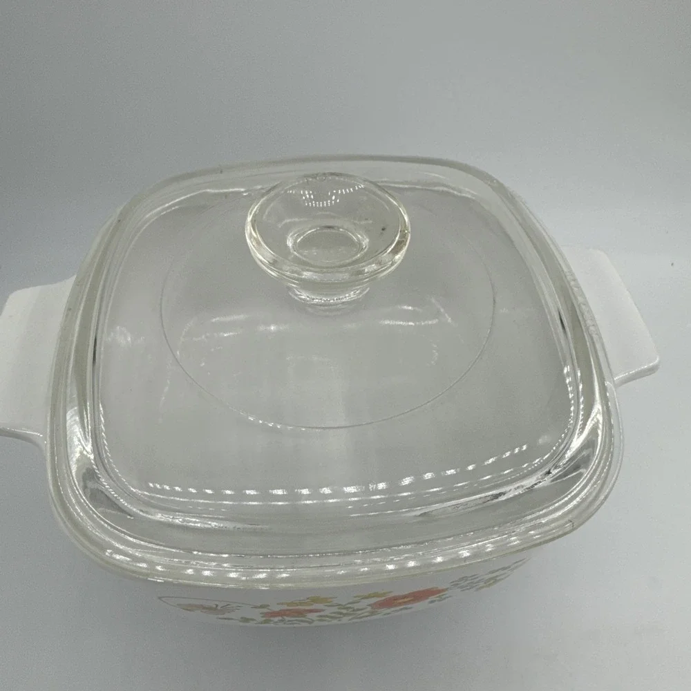 Corning Ware A-1½-B 1.5 Quart Casserole Wild Flower‎ Dish w/Pyrex A-7-C Lid VTG